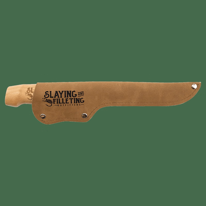 Bison River 7" Wood Fillet Knife with Handle and Leatherette Sheath