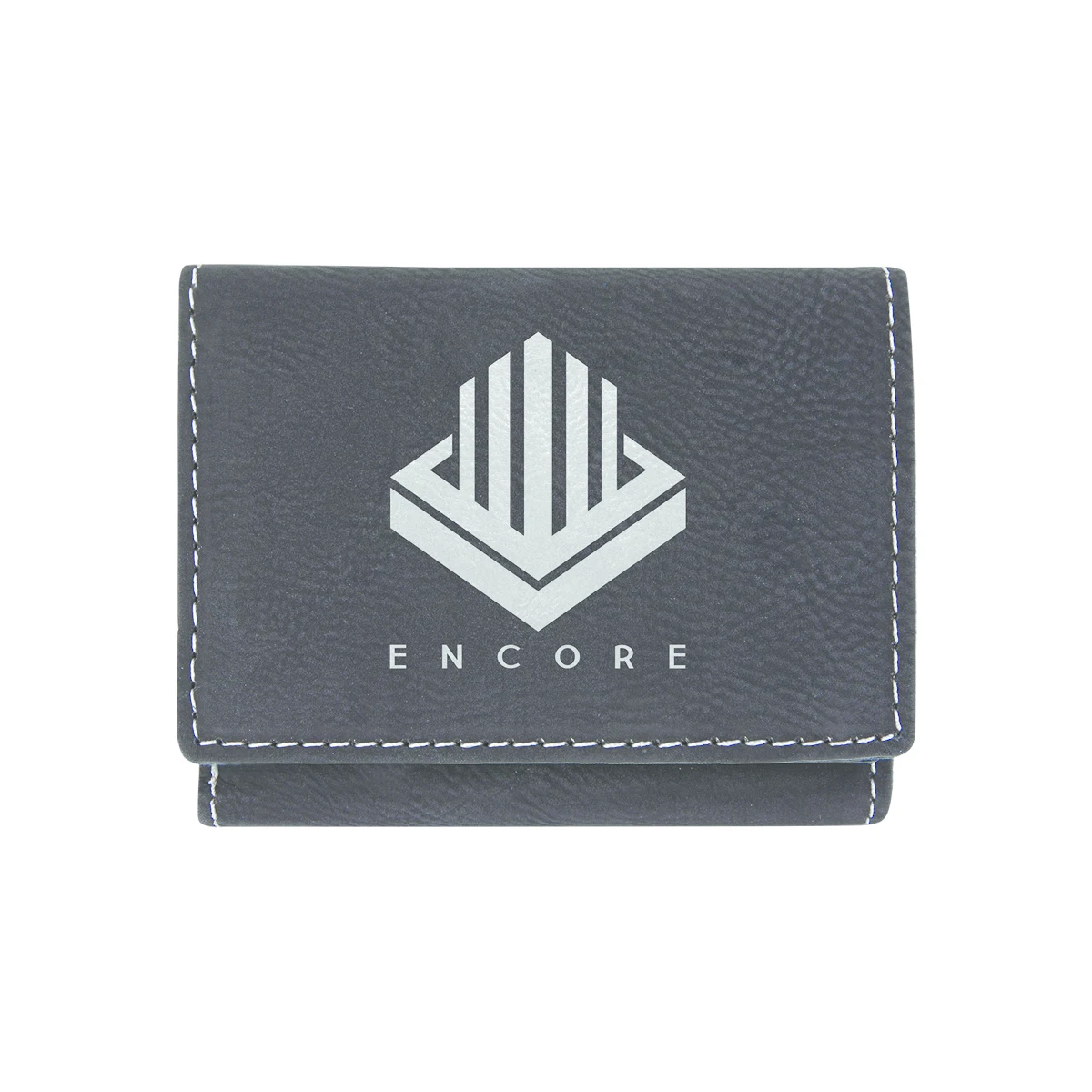 Black & Silver Leatherette Trifold Wallet 1