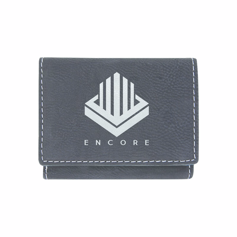 Black & Silver Leatherette Trifold Wallet