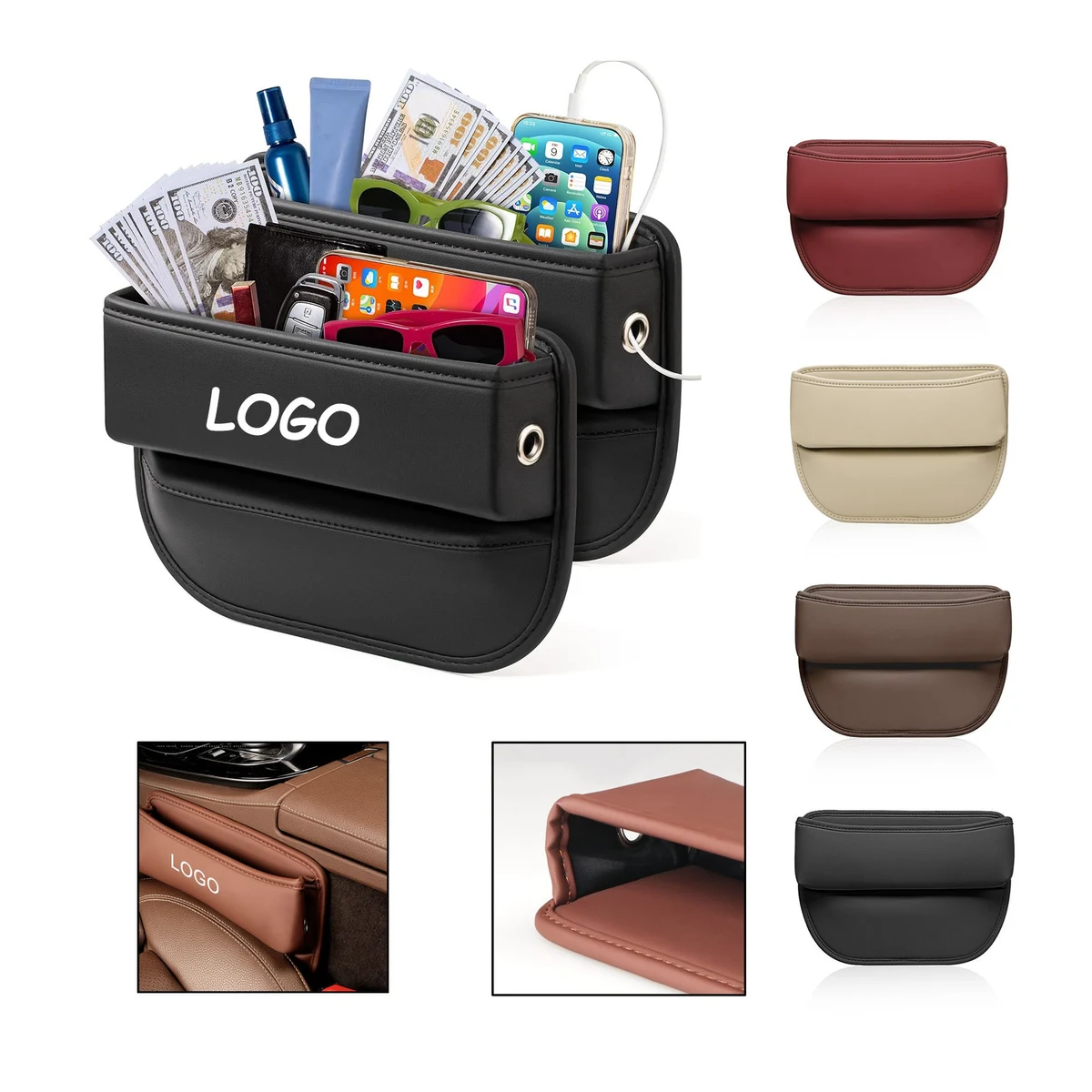 Leather Car Seat Gap Filler Organizer and Storages 1