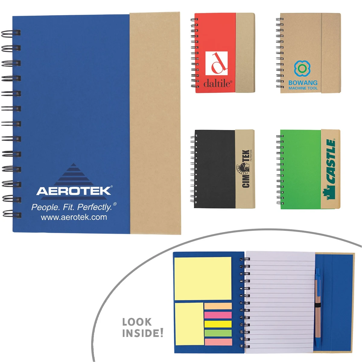 Eco-Recycled Journal&Notebook w/Sticky Notes, Flags, & Pen 1