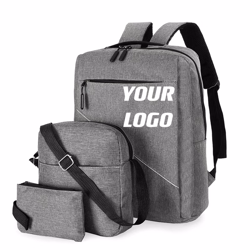 Three-Piece Casual Laptop Backpack With USB Charge Port