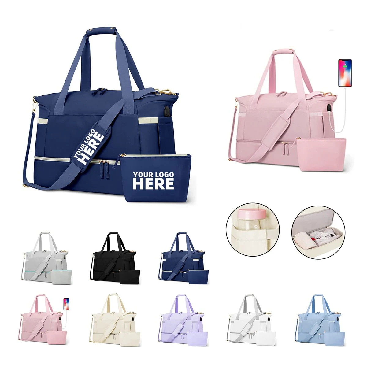 Sports Travel Duffel Bag With USB Charging Port 1