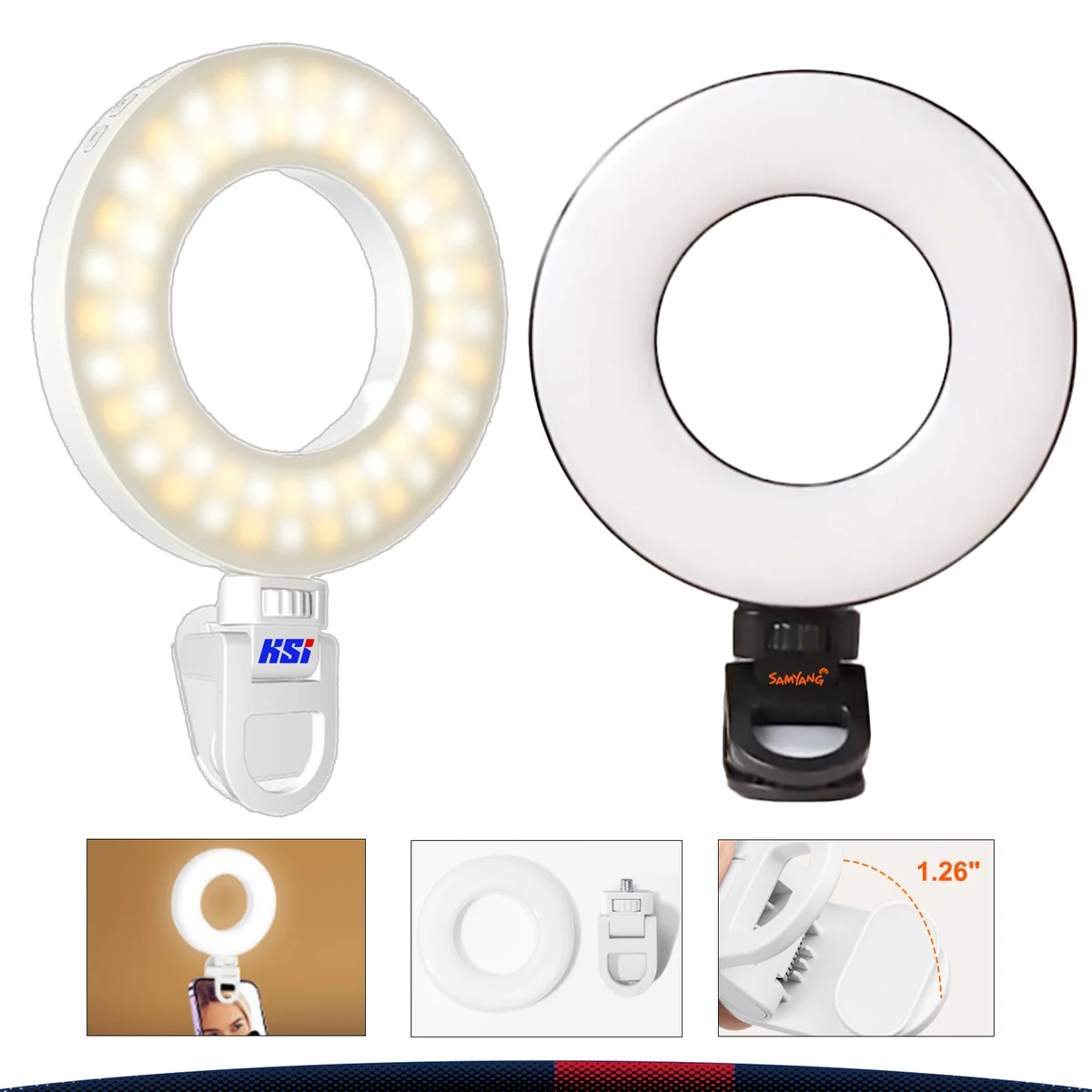 Glimora Clip-On Rechargeable LED Selfie Ring Light 1