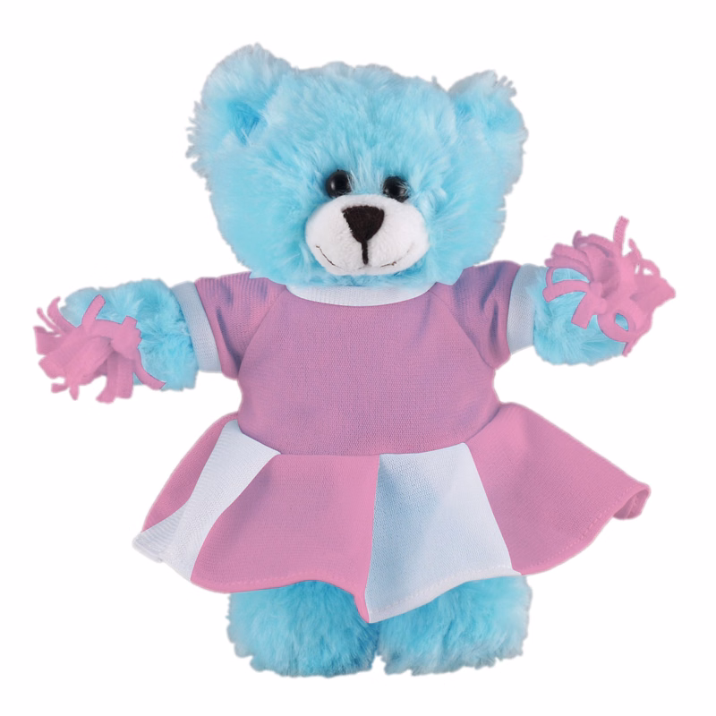 Soft Plush Stuffed Blue Bear with Cheerleader Outfit