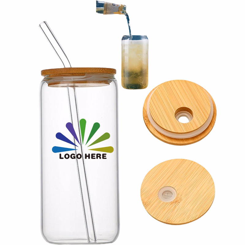 16oz Glass Cups With Lids And Straws MOQ 30PCS