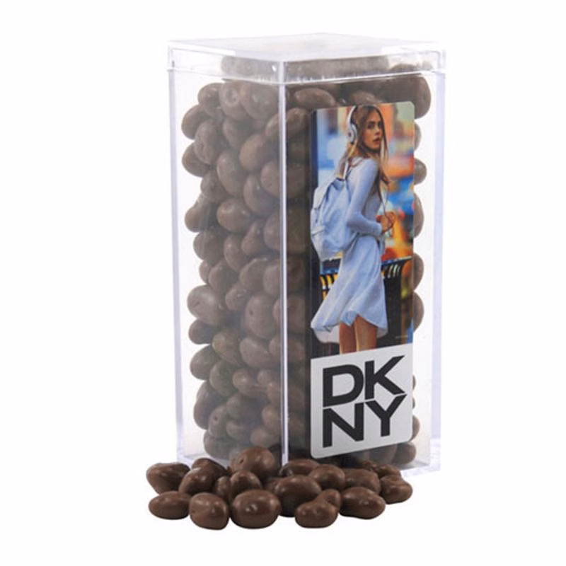 Acrylic Box with Chocolate Covered Raisins