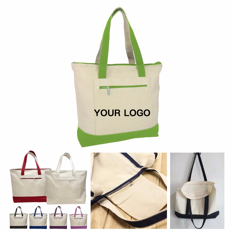 Large Cotton Canvas Tote Bag with Reinforced Handles