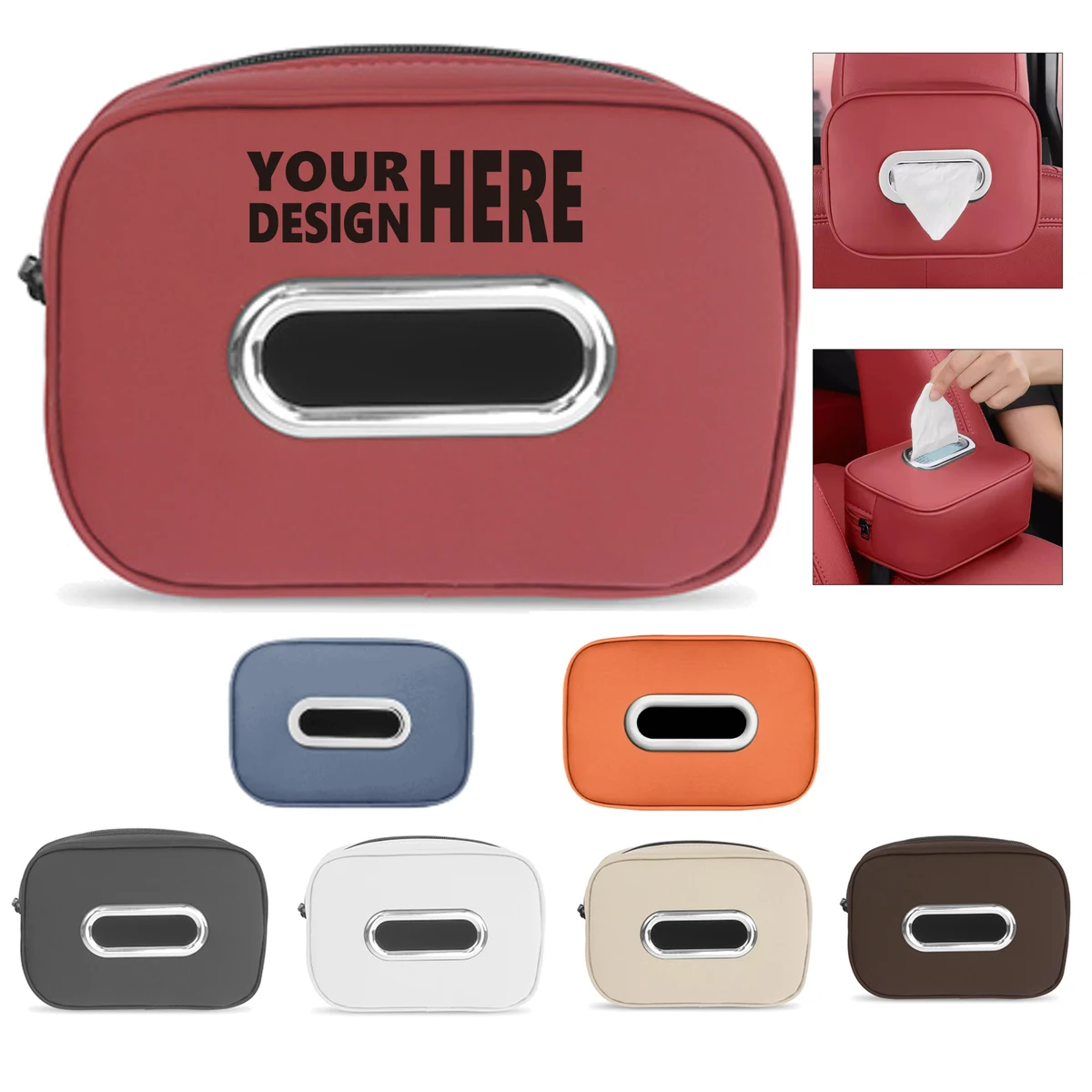 Car-Mounted PU Leather Tissue Box 1