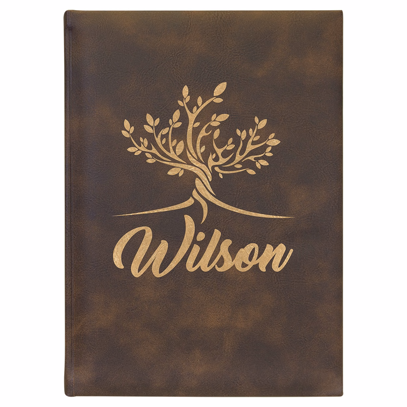 7" x 9 3/4" Rustic/Gold Leatherette Sketch Book-Unlined Paper