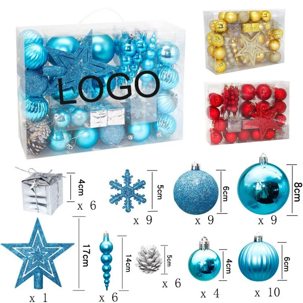 60 Pcs Shatterproof Christmas Ornament Set 1