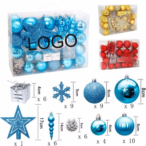 60 Pcs Shatterproof Christmas Ornament Set