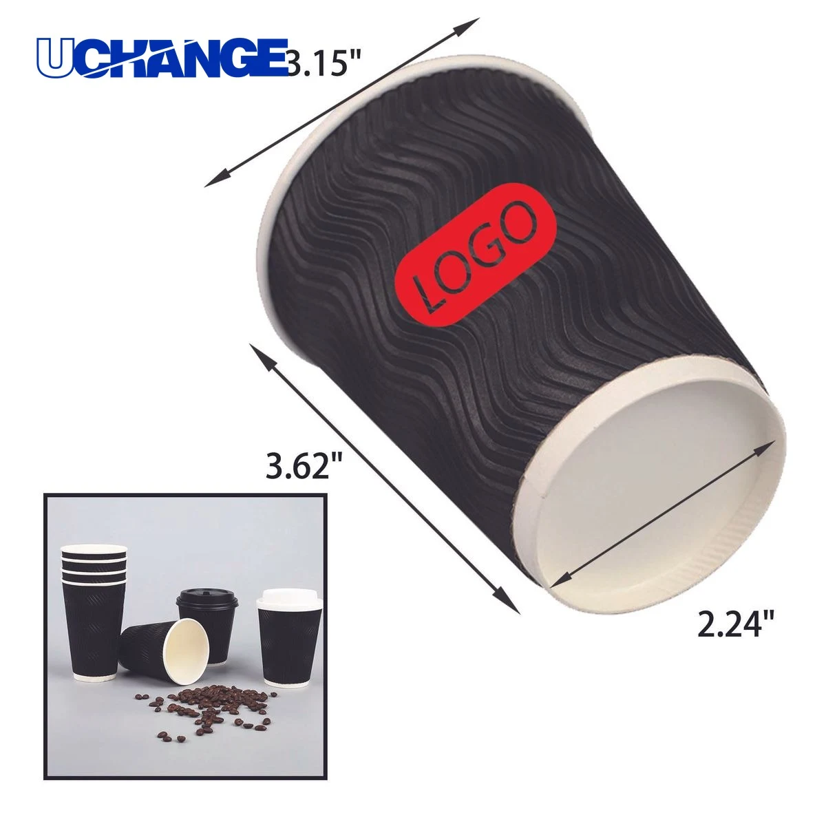 Disposable Corrugated Paper Cup Container Full Color (8 OZ) 1