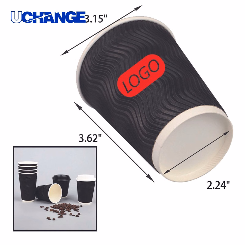 Disposable Corrugated Paper Cup Container Full Color (8 OZ)