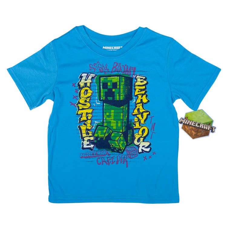 Kids' Minecraft T-Shirts - Creeper Blue