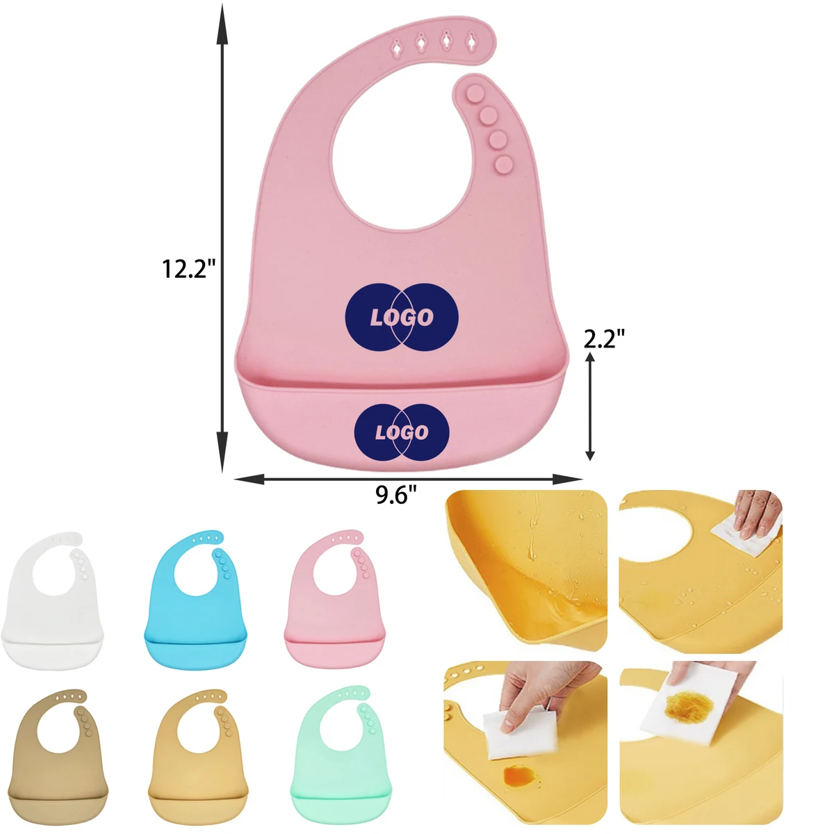 MOQ 50 Flexible Adjustable Silicone Toddler Feeding Bib 1
