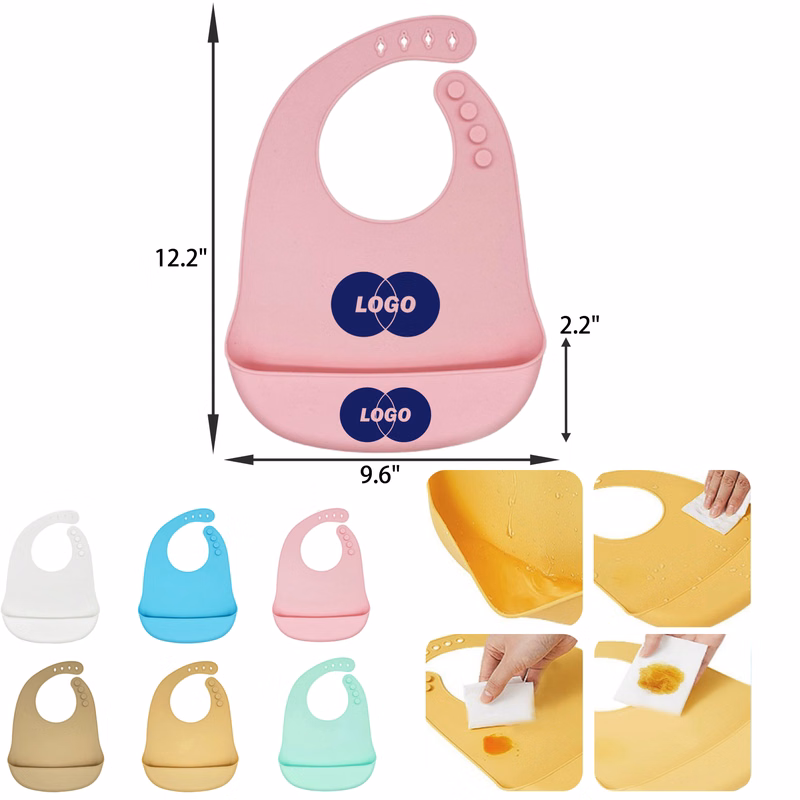MOQ 50 Flexible Adjustable Silicone Toddler Feeding Bib