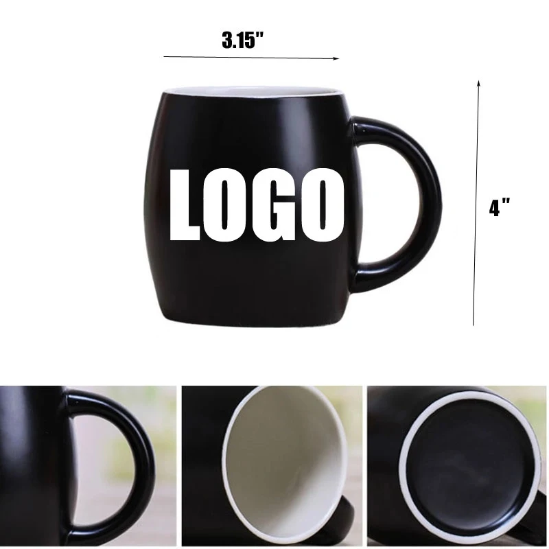 Custom 14 OZ Cask type ceramic cup with lid spoon 1