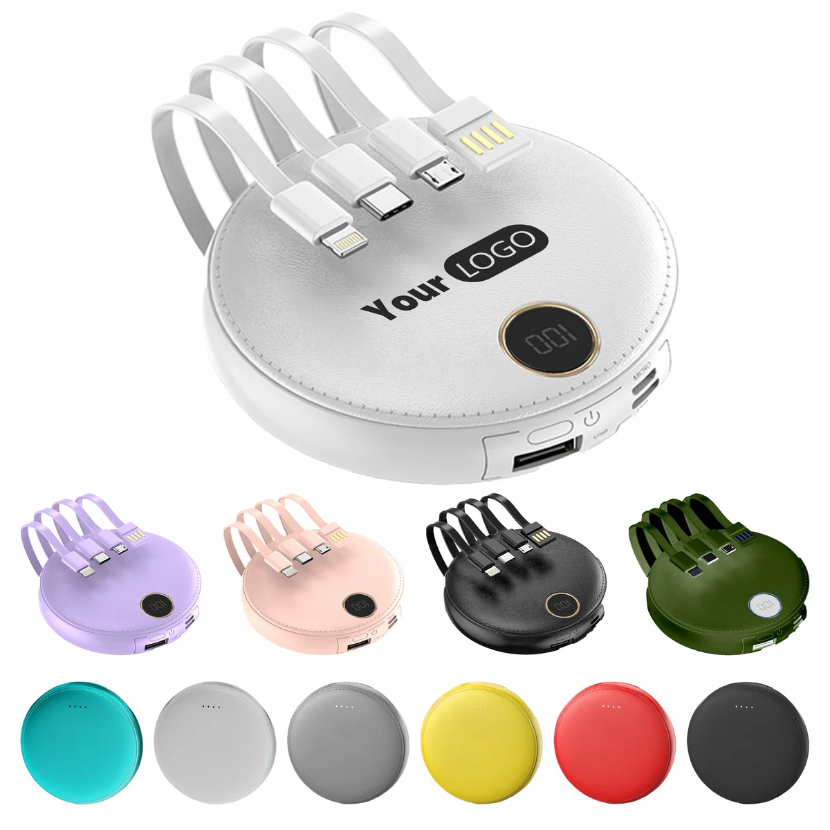 Plastic High-Capacity Power Bank With Digital Display And Integrated Cables 1