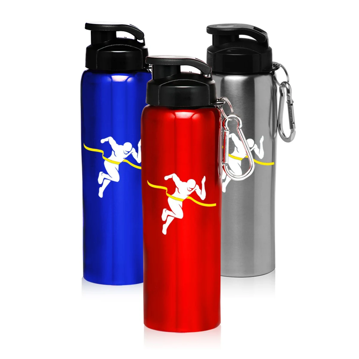 27 oz. BPA free Stainless Steel Sports Bottles w/ Carabiner, custom water bottle with logo imprint 1