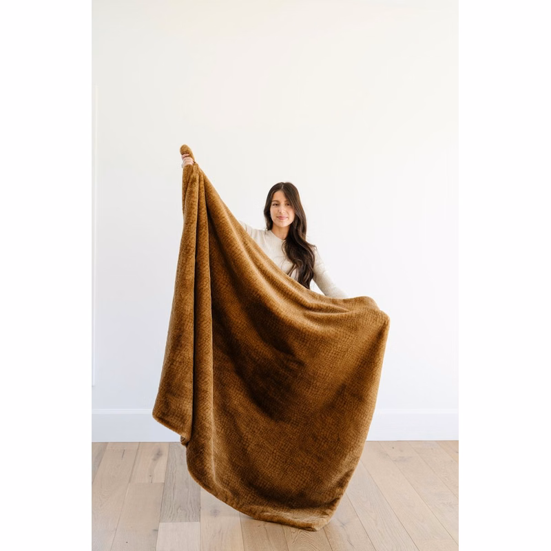 Grand Faux Fur Golden Sable-Throw Luxury Blanket (60x80)