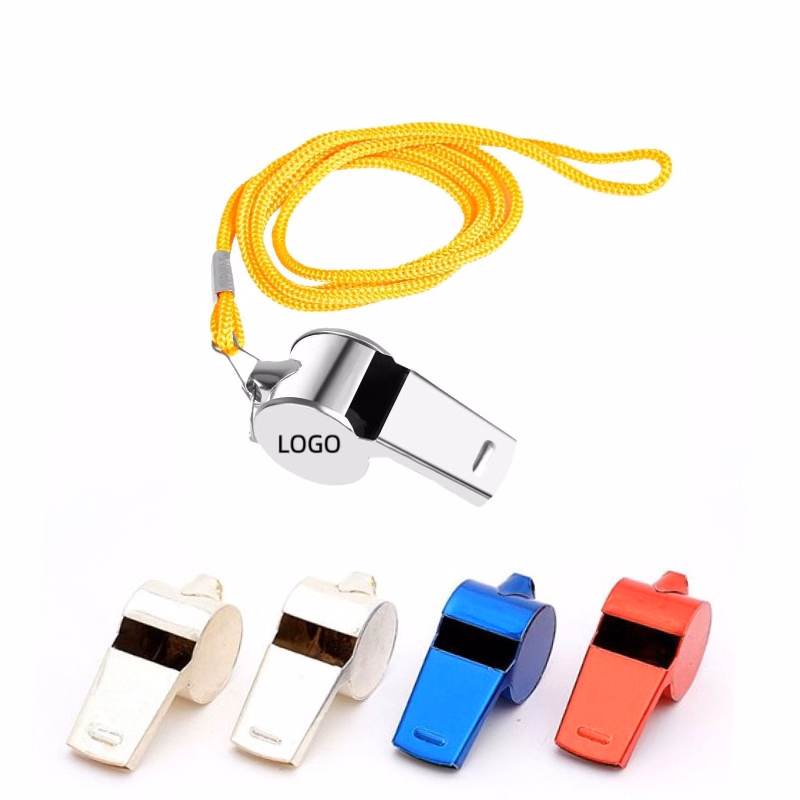 Metal Coach Whistle W/ Lanyard