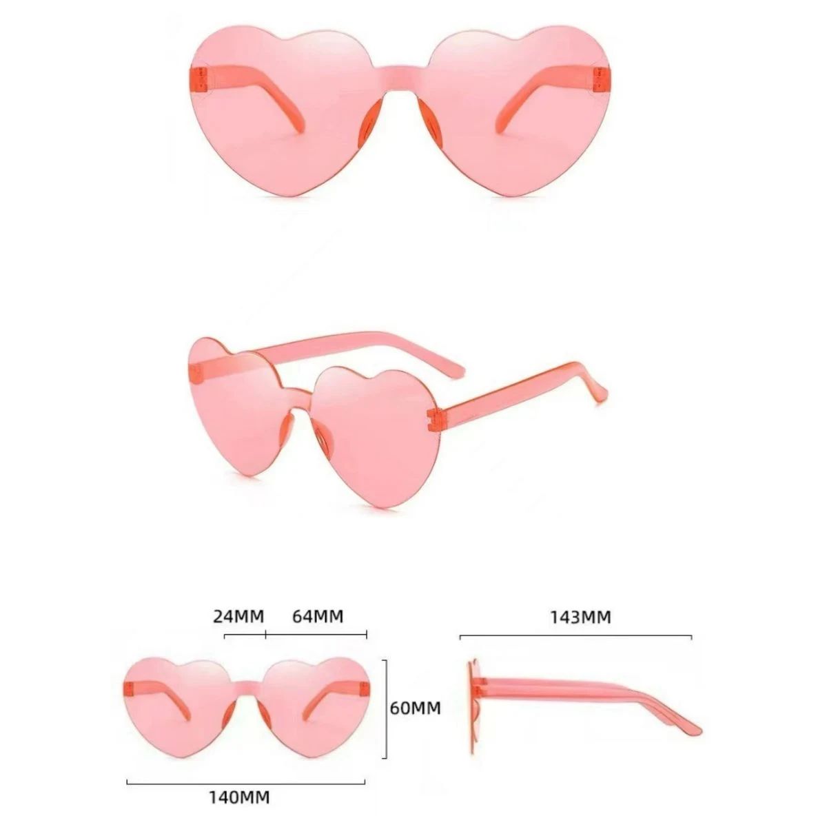Customizable Heart Shape Eyewear Colored Sunglasses 1