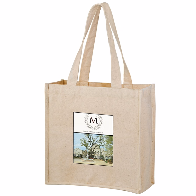 Heavyweight Cotton Canvas Tote Bag with Bottle Holders