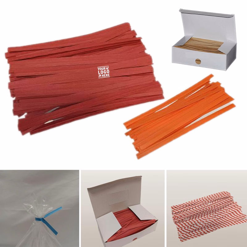 4000pcs Bulk 4" Laminated Paper Twist Ties With Dispenser Box