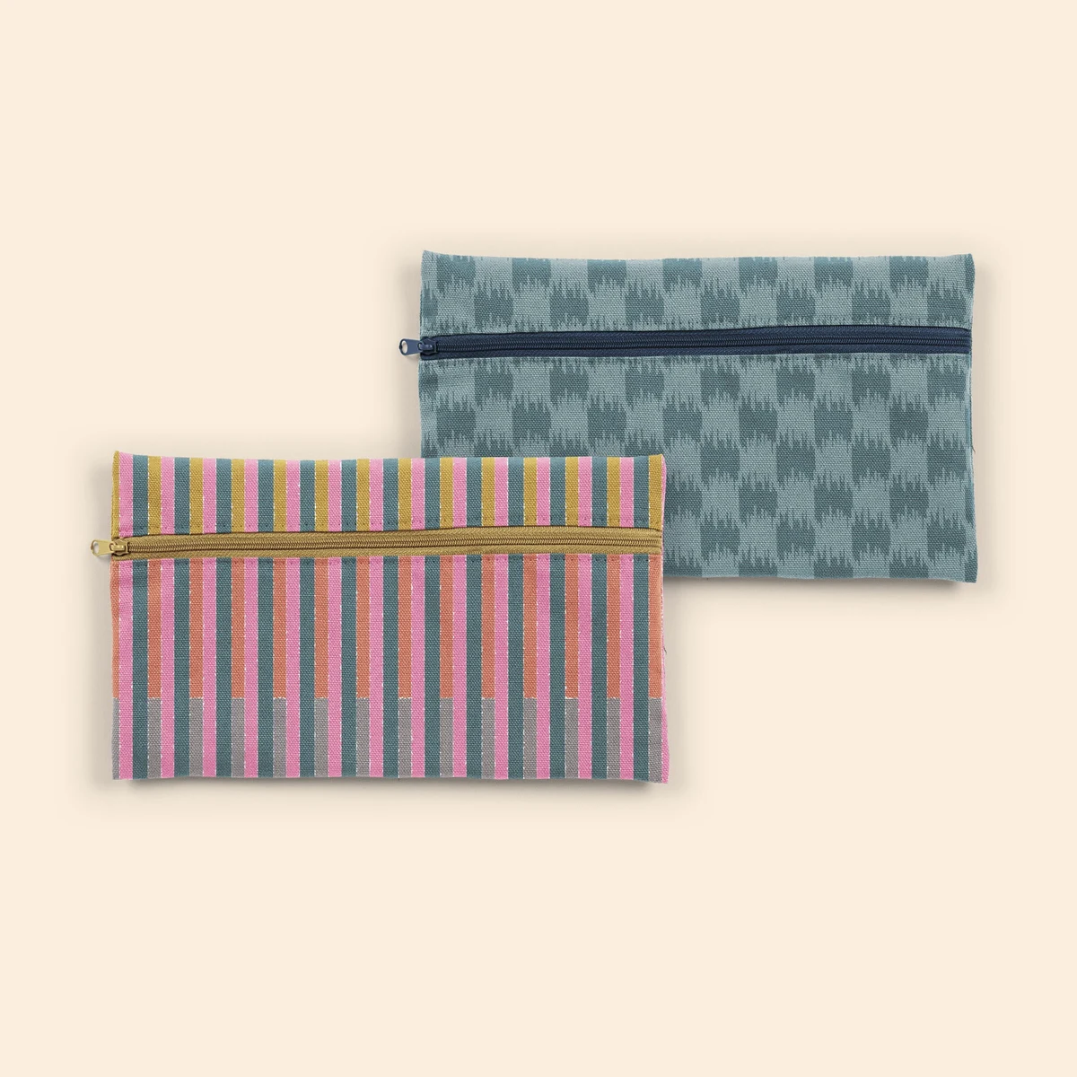 ZIP FRONT POUCHES - 4CP PIGMENT DYED CANVAS - LARGE 1