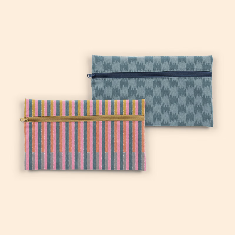 ZIP FRONT POUCHES - 4CP PIGMENT DYED CANVAS - LARGE