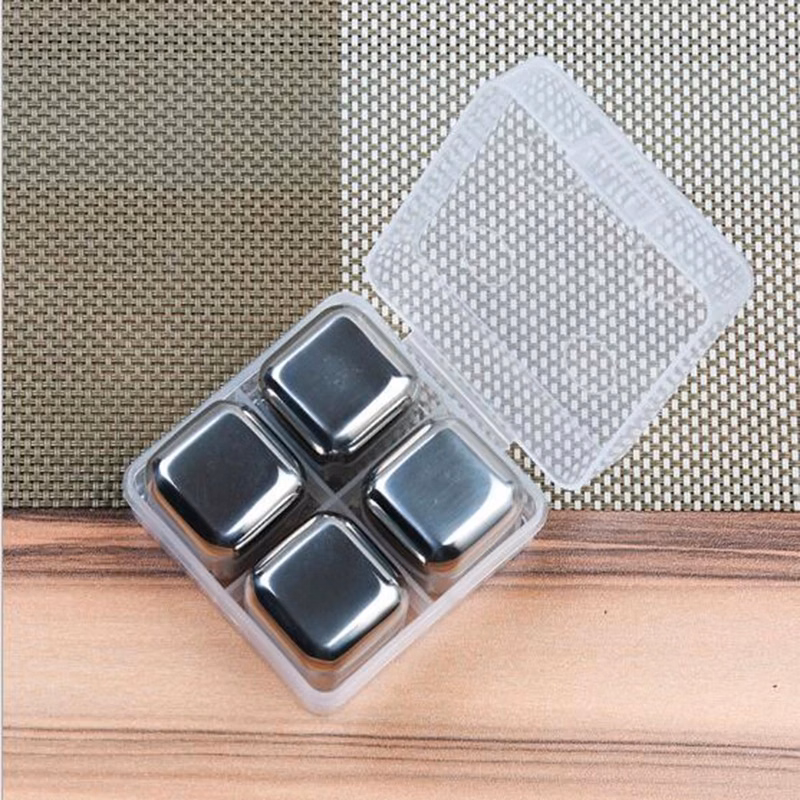 Stainless Steel Whisky Cooler Rocks 4pcs