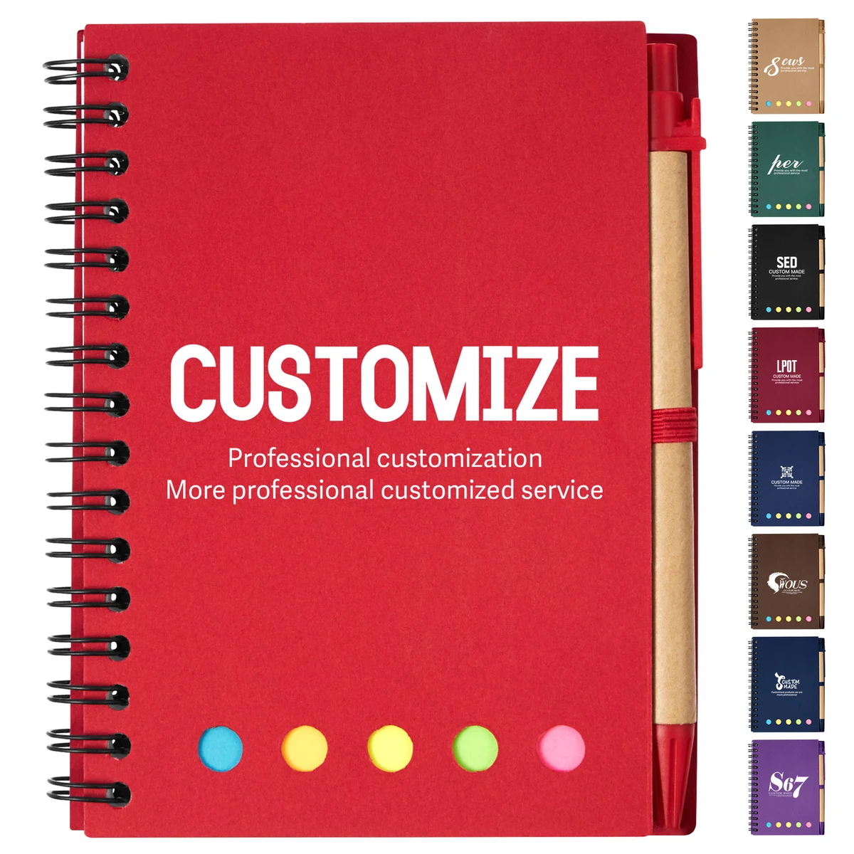 A6 Lined Spiral Kraft Paper Notebook With Pen And sticky Notes (60 Sheet) 1