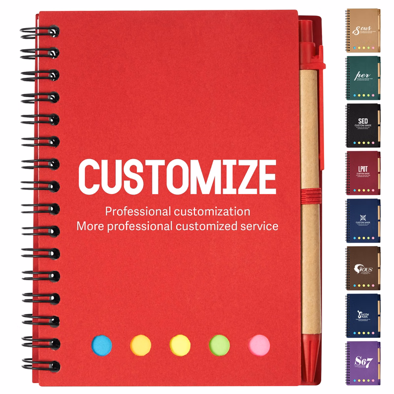 A6 Lined Spiral Kraft Paper Notebook With Pen And sticky Notes (60 Sheet)