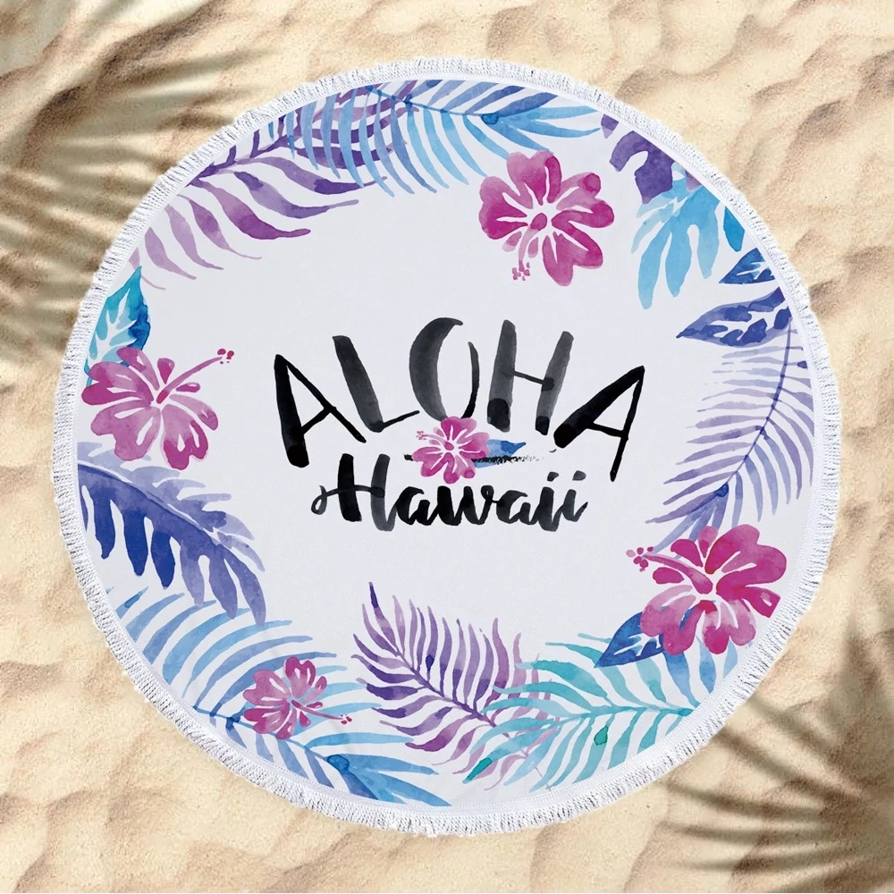 Full Color Round Beach & Picnic Towel With Fringe - 60" 1