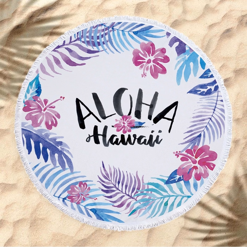 Full Color Round Beach & Picnic Towel With Fringe - 60"
