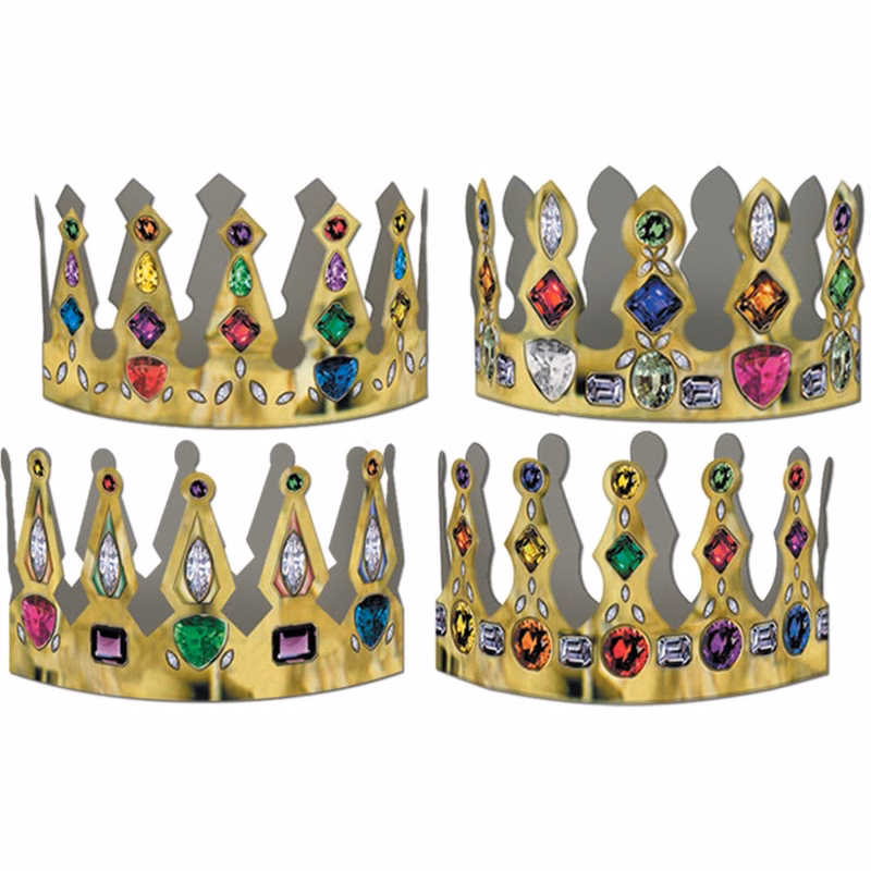 Printed Jeweled Crowns - Assorted 4"