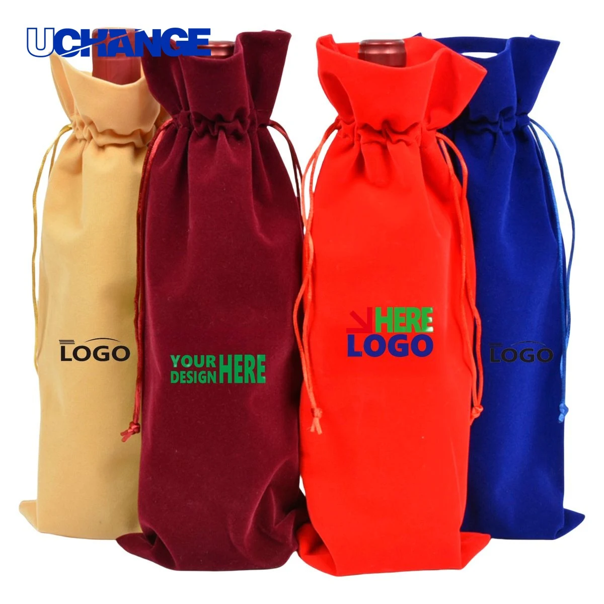 Velvet Wine Tote Storage Bag, custom tote bag with logo imprint 1