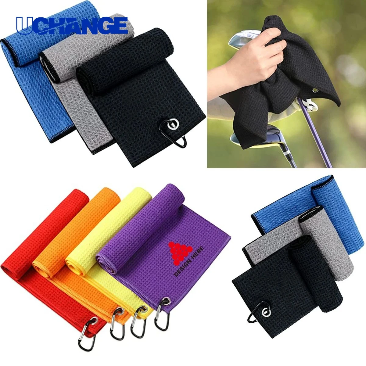 Golf Towel Rag with Carabiner for Accessibility 1
