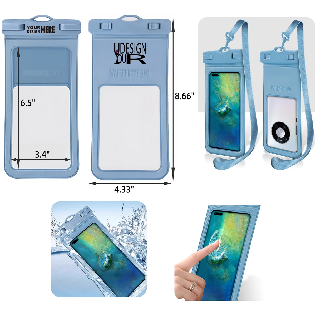 MOQ 50 PCS Transparent Lanyard Waterproof Phone Pouch 1