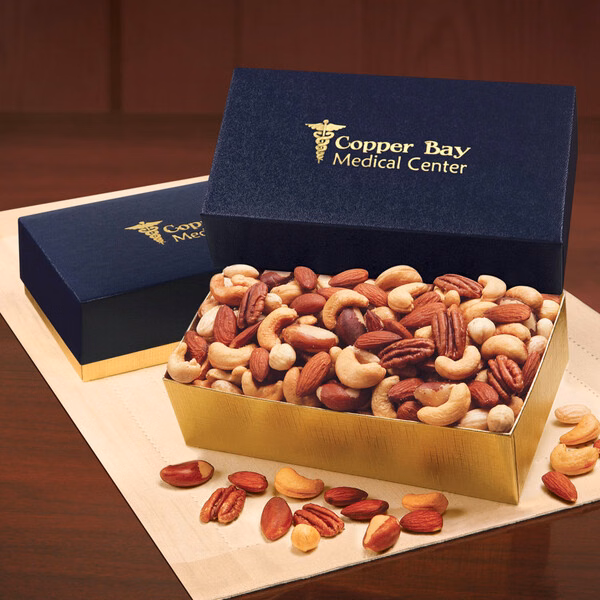 Deluxe Mixed Nuts in Navy & Gold Gift Box
