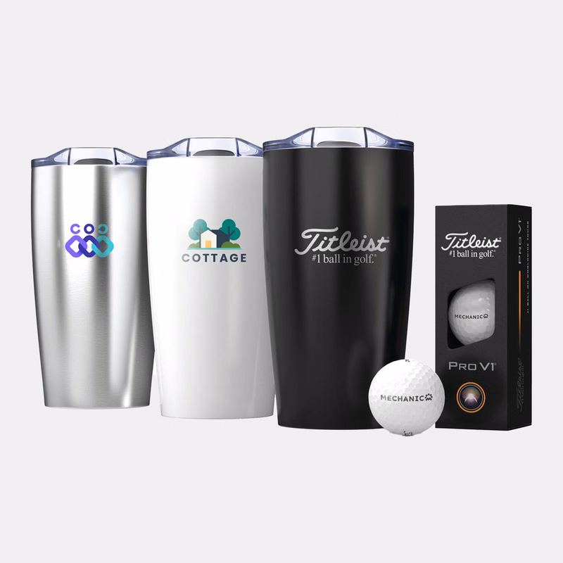 Titleist® 3-Ball Pro V1 Golf Balls & 20 Oz. Custom Tumbler Gift Set