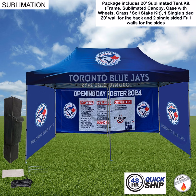 48Hr Quick Ship -Full Privacy Tent Package 2, 20' Sublimated Tent Kit, 20' backwall, 2 Full sidewall