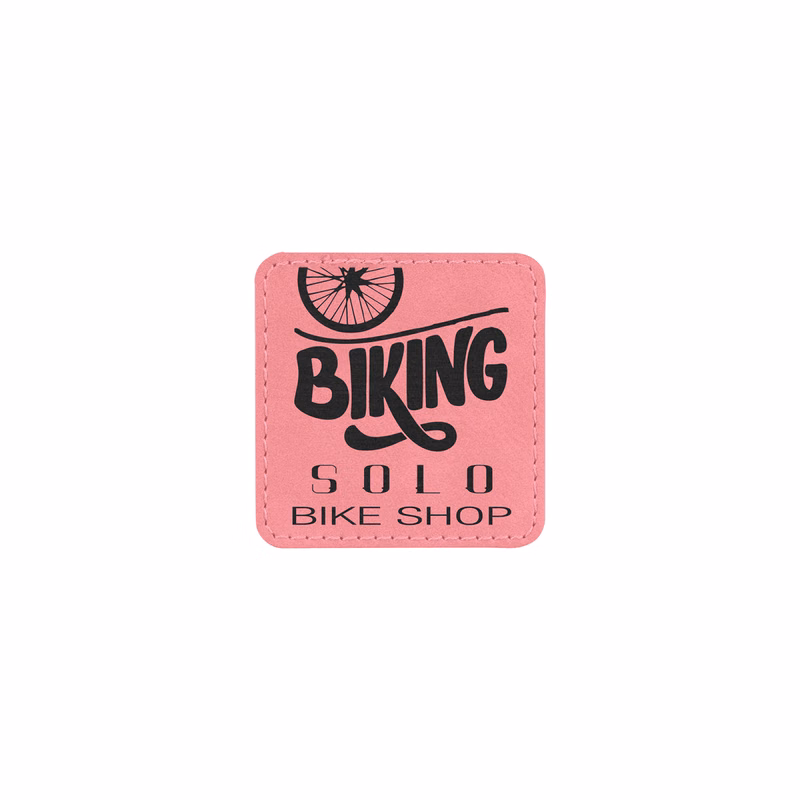 2" Pink Leatherette Square Patch with Adhesive