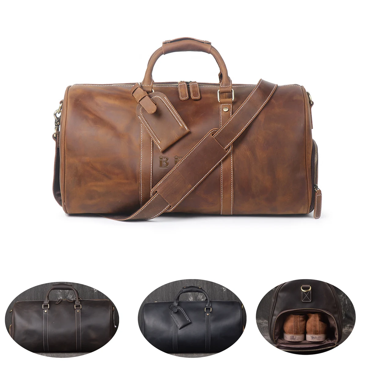 Genuine Leather Large Travel Duffle Bag 1