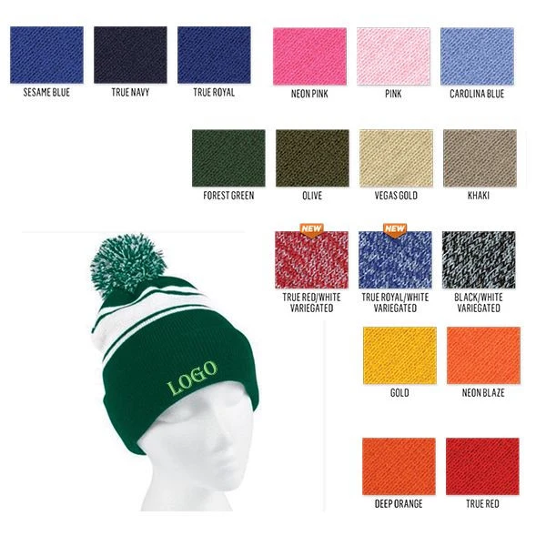 Knit Pom Beanie W/ Cuff 1