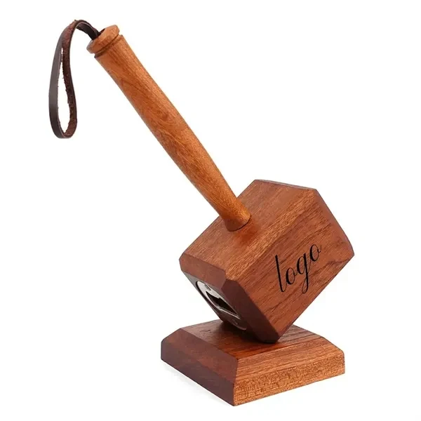 Wooden Hammer Bottle Opener With Magnetic Base for Commutes, Fitness and Travel 1