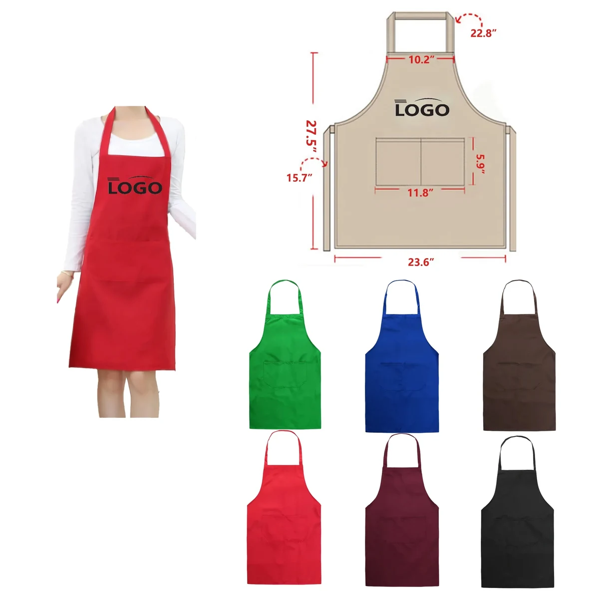 MOQ 50PCS Polyester Cooking Crafting Apron With Pockets 1