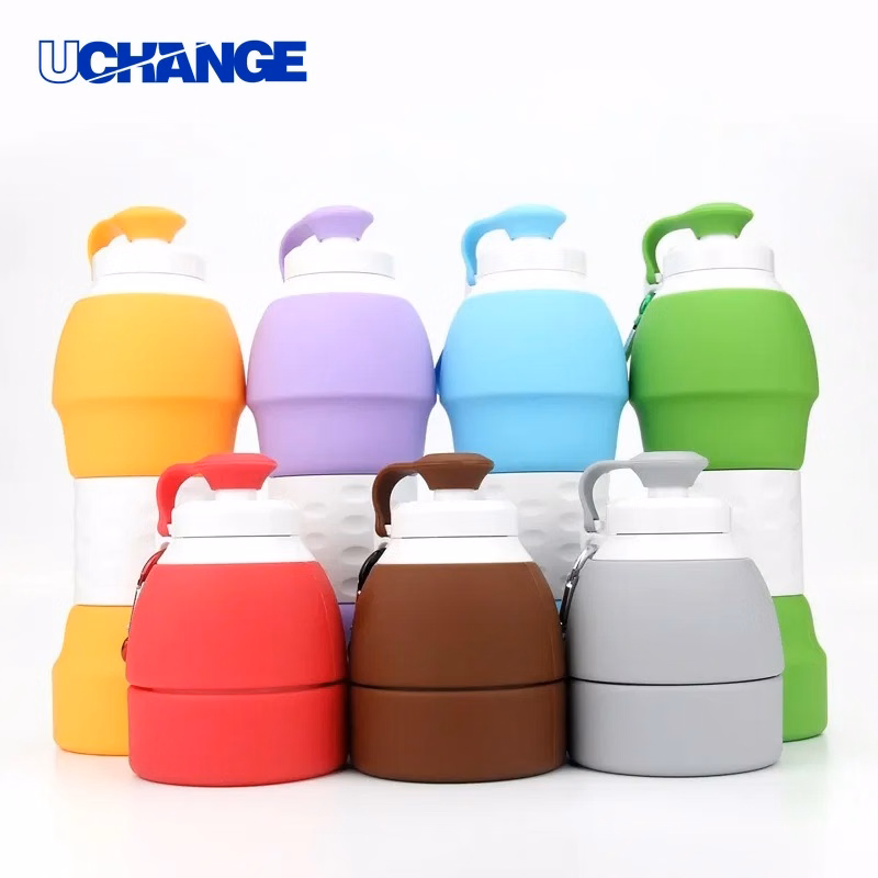 20oz Food-Grade Silicone Folding Water Bottle for Travel & Sports