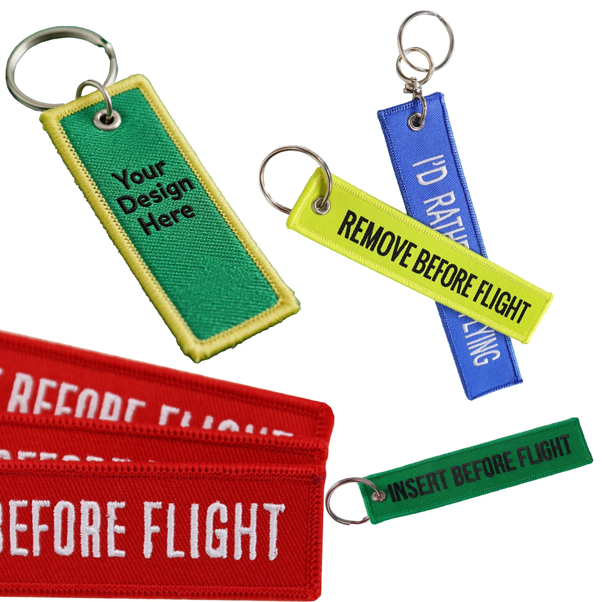 Embroidered Woven Label Fabric Keychain 1